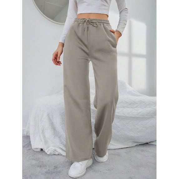 Solid Drawstring Slant Pocket Sweatpants
