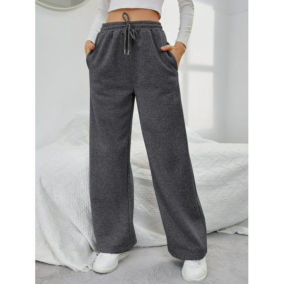 Solid Drawstring Slant Pocket Sweatpants