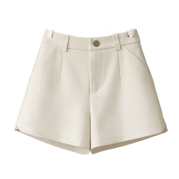 Solid Dress Shorts for Women Business Casual High Waisted Wide Leg Button Flat Front Pleated Office Ladies Work Short with Pockets