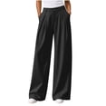 thumbnail image 1 of Solid Dress Slacks Baeitkot Women's Winter Fashion Casual Solid Color Button Zipper Pleated Loose Suit Pants, 1 of 7