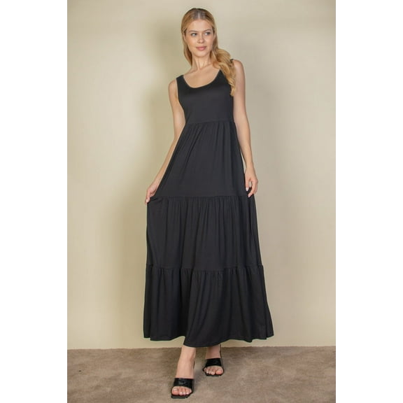 Solid Dress with Layered Hem