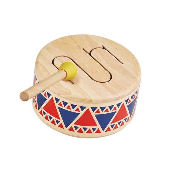 PlanToys Solid Drum Wooden Musical Toy for Toddlers | Pretend Play Instrument for Kids | Eco-Friendly Percussion Toy for Coordination, Creativity & Early Learning Development