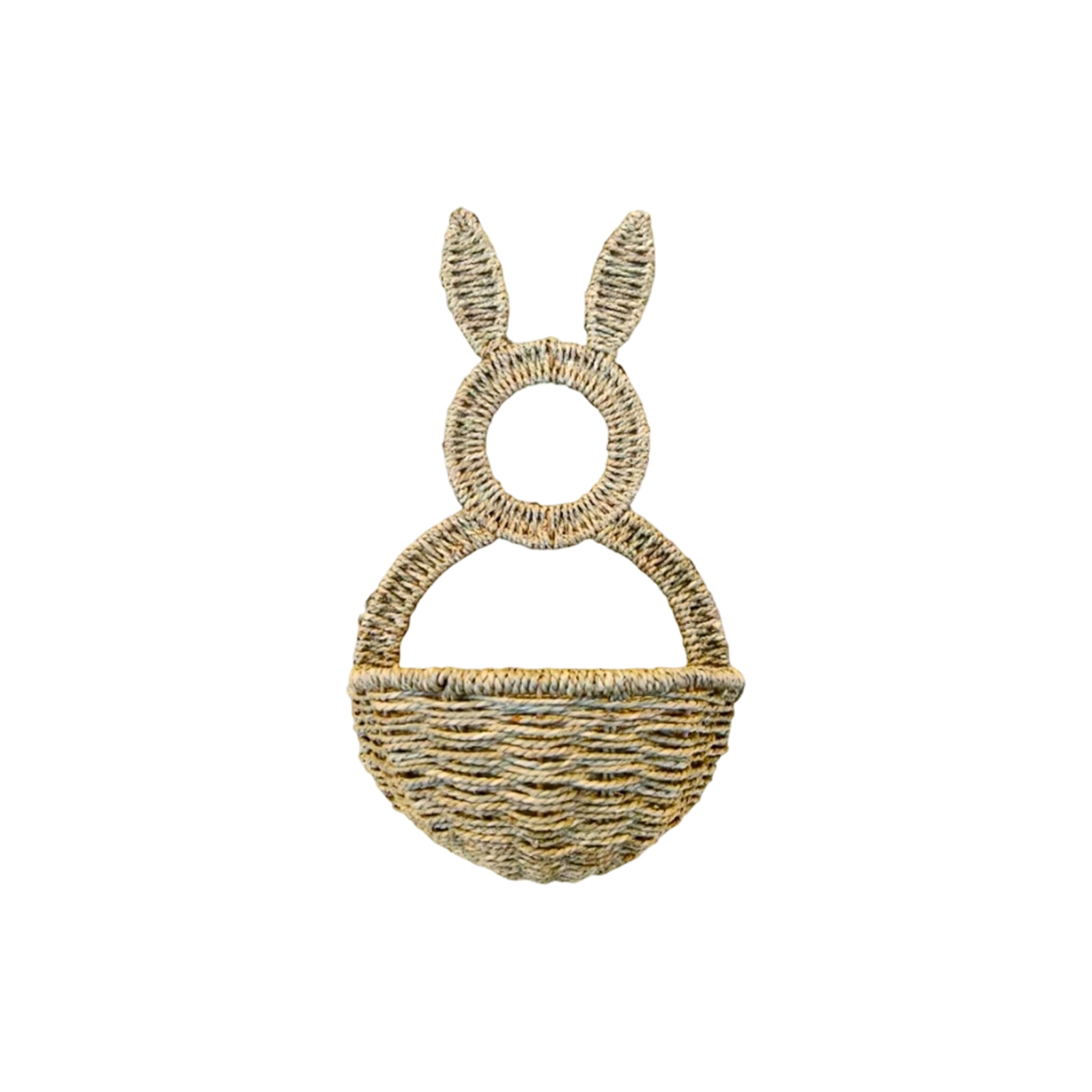 Solid Ear Woven Rabbit Basket, 15.7 Inch Cute Rattan Bunny-Shaped Storage Basket, Multipurpose Organizer for Easter Home Decor