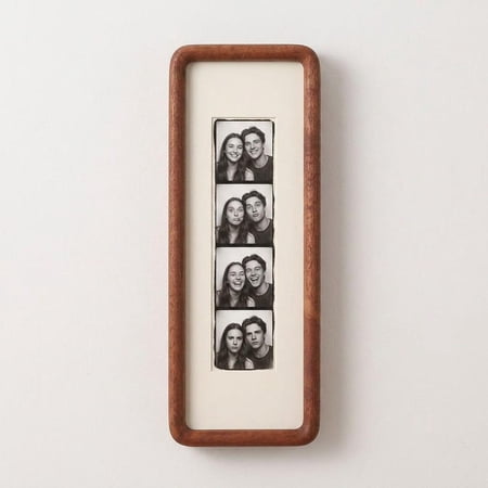 Solid Ebony Photobooth Frame, 4-Strip Photo Memory Display, Mid-Century Wood Keepsake (10x30 cm)