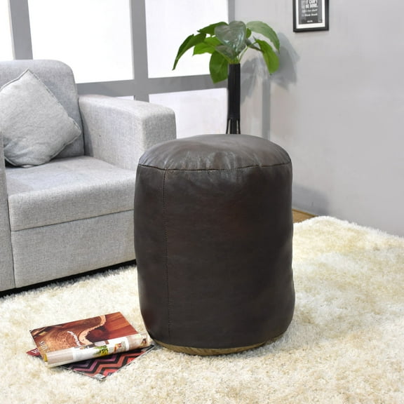 Solid Eco-Friendly Handmade Round Pouf 18"x18"x18" Chocolate Brown Color BBBACPF12