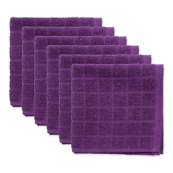 Solid Eggplant Windowpane Terry Dishcloth (Set of 6)