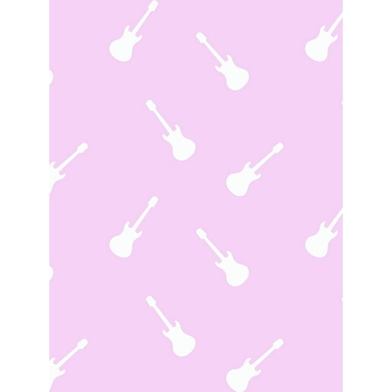 Solid Electric Guitar Removable Vinyl Wallpaper by Barbie - Lavender