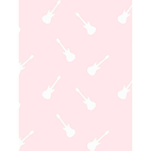 Solid Electric Guitar Removable Vinyl Wallpaper by Barbie - Pink