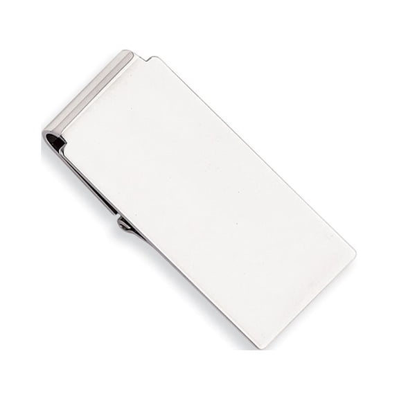 Solid Engravable (front only) Silver Plated and Rhodium Polished Hinged Money Clip Measures 52x23mm Wide Jewelry for Men