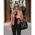 thumbnail image 1 of Solid Fall Women Bike Coat Faux Leather Outwear Zipper Outfit Spring Autumn Wome Fashion Short Thin Female Jacket Coat, 1 of 5