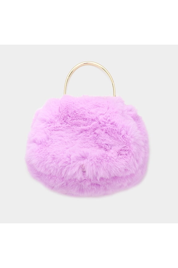 Solid Faux Fur Tote / Crossbody Bag