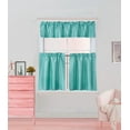 thumbnail image 1 of Solid Faux Silk Rod Pocket Blackout Window Curtain Valance Tier Panel 3PC Set K4, 1 of 2