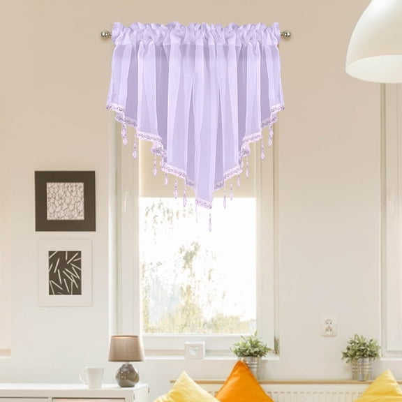 Solid Finished Drapery Bedroom Kitchen Triangle Window Screen Short Curtain 51x24 Home Purple 60 cm×130 cm