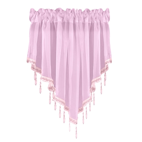 Solid Finished Drapery Curtain 51x24 Bedroom Living Room Kitchen Short Triangle Window Screen Home, 60 cm×130 cm, Pink