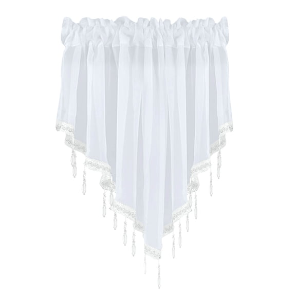Solid Finished Drapery Curtain 51x24 Bedroom Living Room Kitchen Short Triangle Window Screen Home, 60 cm×130 cm, White