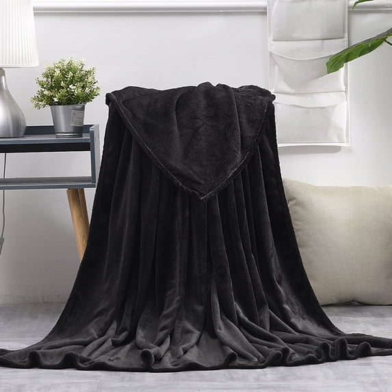 Solid Flannel Fleece Throw Blanket for Couch, Soft Lightweight Cozy Bed Blanket for Living Room, Machine Washable Decorative Coverlet