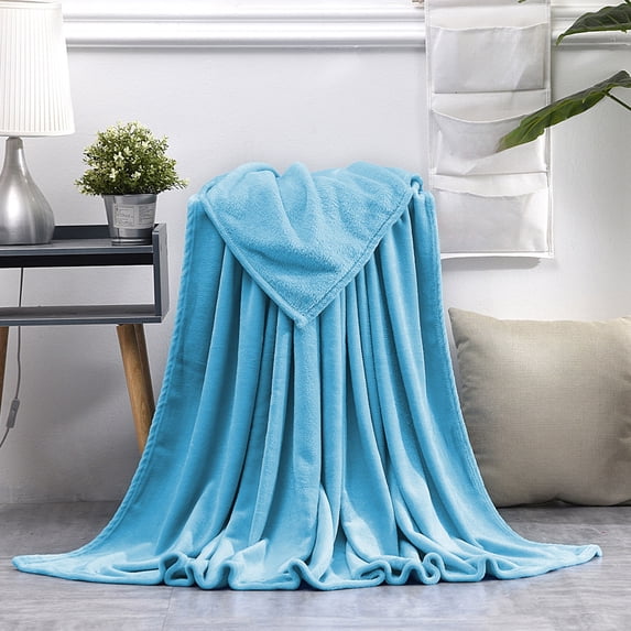 Solid Flannel Fleece Throw Blanket for Couch, Soft Lightweight Cozy Bed Blanket for Living Room, Machine Washable Decorative Coverlet
