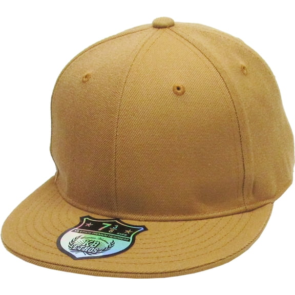 Solid Flat Brim Bill Fitted Baseball Cap