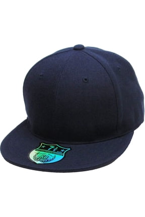 Solid Flat Brim Bill Fitted Baseball Cap