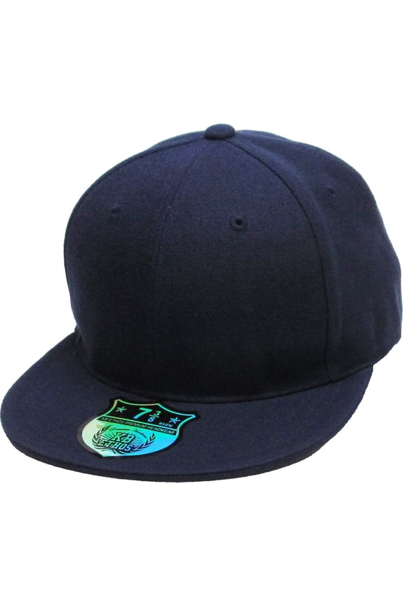 Solid Flat Brim Bill Fitted Baseball Cap