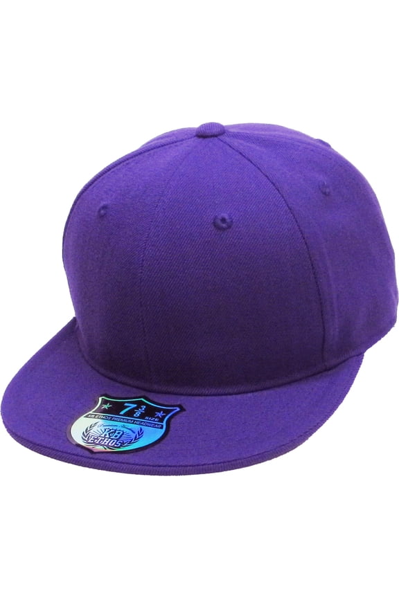 Solid Flat Brim Bill Fitted Baseball Cap