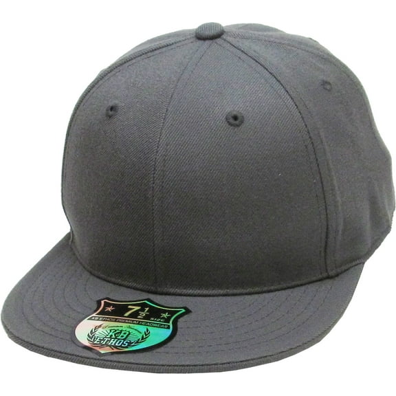 Solid Flat Brim Bill Fitted Baseball Cap