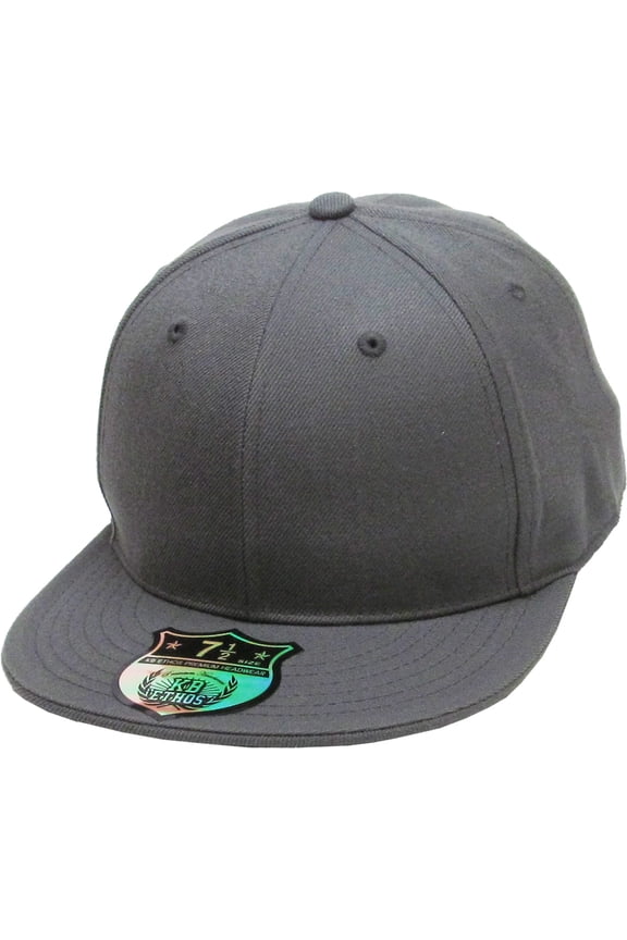 Solid Flat Brim Bill Fitted Baseball Cap