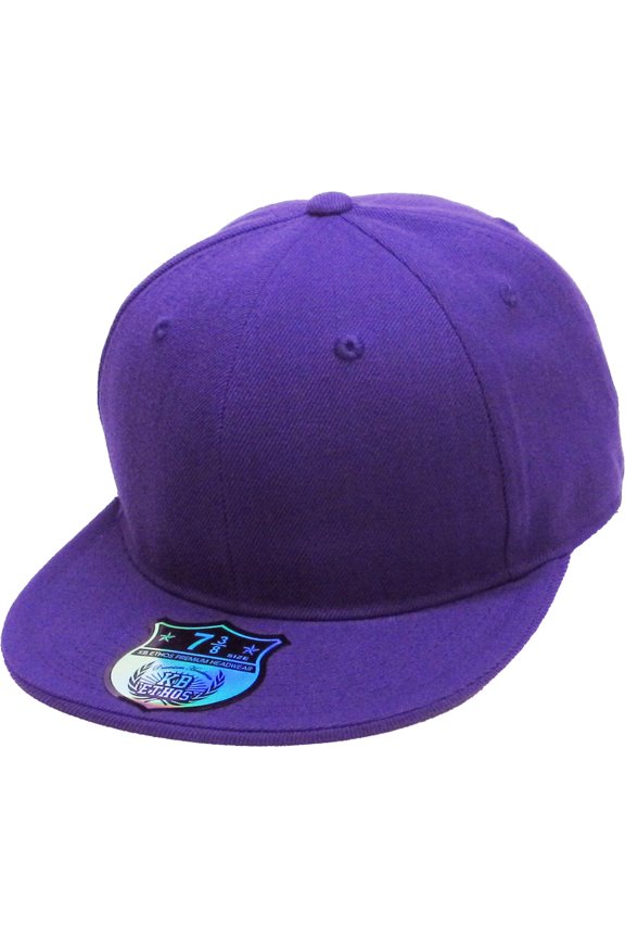 Solid Flat Brim Bill Fitted Baseball Cap