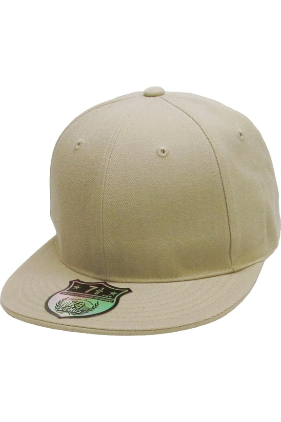 Solid Flat Brim Bill Fitted Baseball Cap
