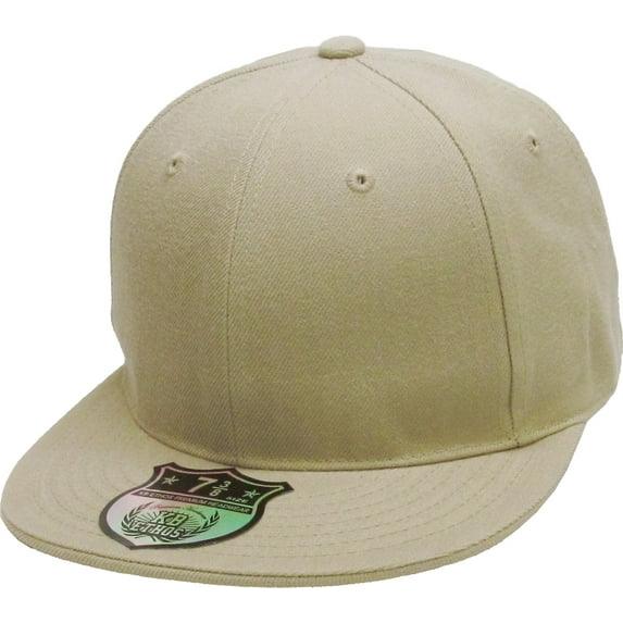 Solid Flat Brim Bill Fitted Baseball Cap