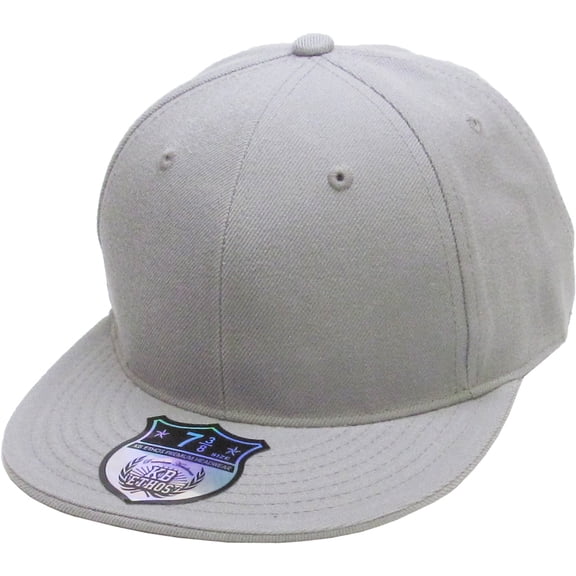 Solid Flat Brim Bill Fitted Baseball Cap