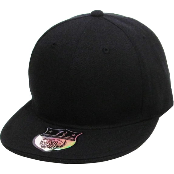 Solid Flat Brim Bill Fitted Baseball Cap