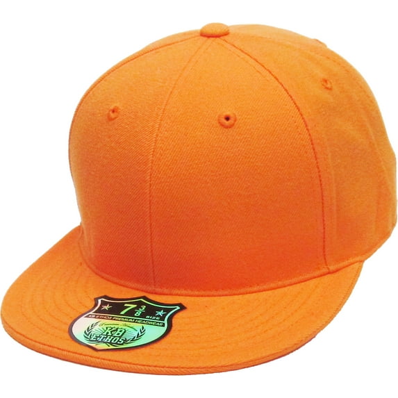 Solid Flat Brim Bill Fitted Baseball Cap