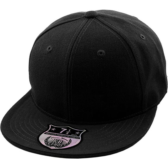 Solid Flat Brim Bill Fitted Baseball Cap