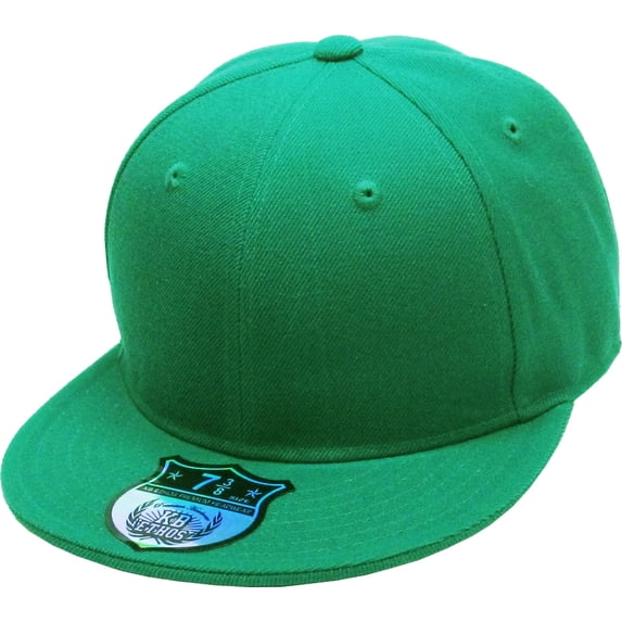 Solid Flat Brim Bill Fitted Baseball Cap