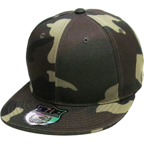 Solid Flat Brim Bill Fitted Baseball Cap