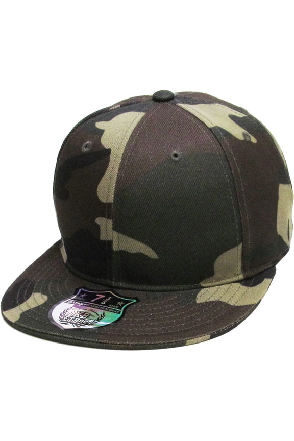 Solid Flat Brim Bill Fitted Baseball Cap