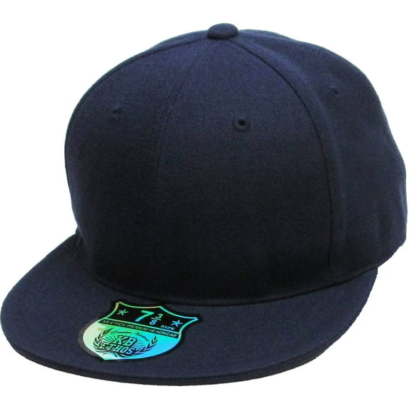 Solid Flat Brim Bill Fitted Baseball Cap