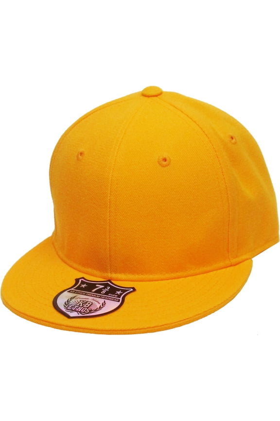 Solid Flat Brim Bill Fitted Baseball Cap