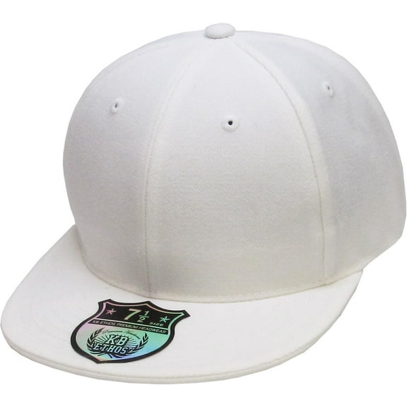 Solid Flat Brim Bill Fitted Baseball Cap