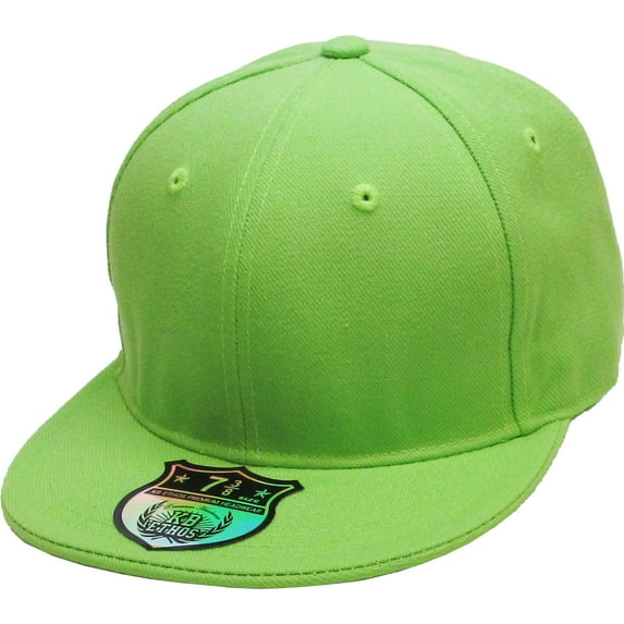 Solid Flat Brim Bill Fitted Baseball Cap