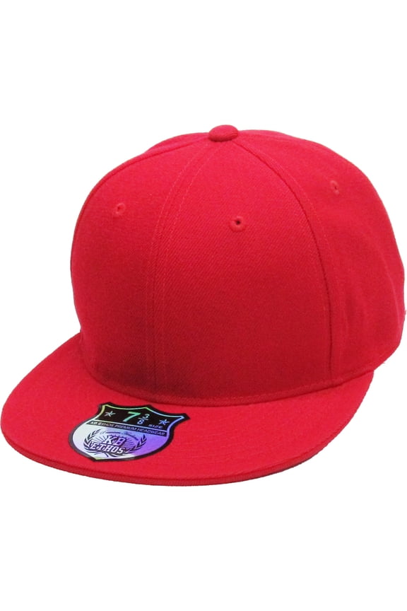Solid Flat Brim Bill Fitted Baseball Cap