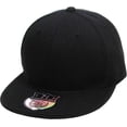 thumbnail image 1 of Solid Flat Brim Bill Fitted Baseball Cap, 1 of 6