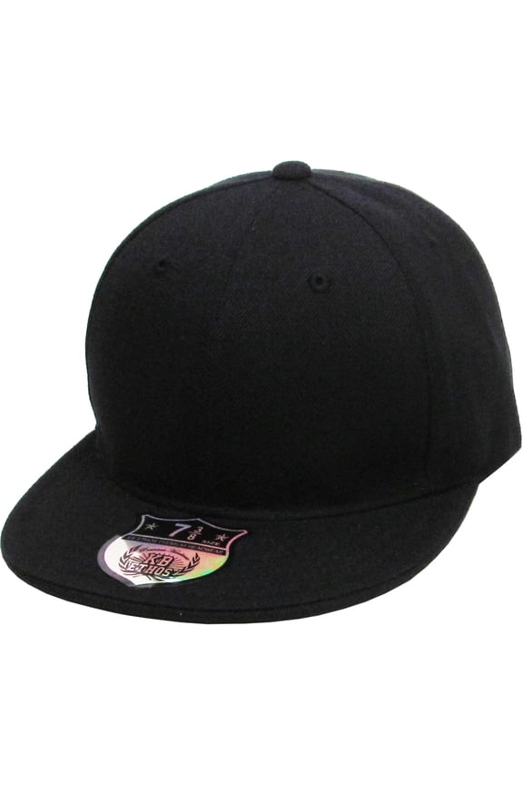 Solid Flat Brim Bill Fitted Baseball Cap