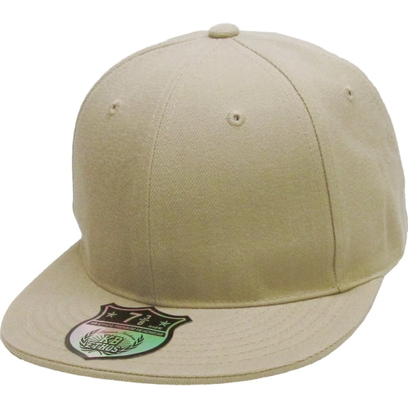 Solid Flat Brim Bill Fitted Baseball Cap