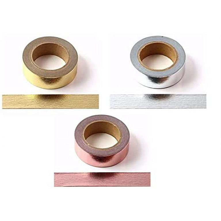 Syntego Solid Foil Washi Tape Decorative Self Adhesive Masking Tape 15mm x  10 Meters (Gold)