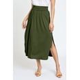 thumbnail image 1 of Solid Fold Over Band Side Slit Midi Skirt | 6 Colors | S-3X, 1 of 11