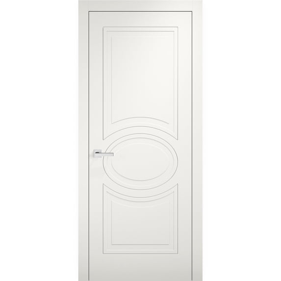 Solid French Door 18 x 80 inches / Mela 7001 Matte White / Single Regular Panel Frame Handle / Bathroom Bedroom Modern Doors
