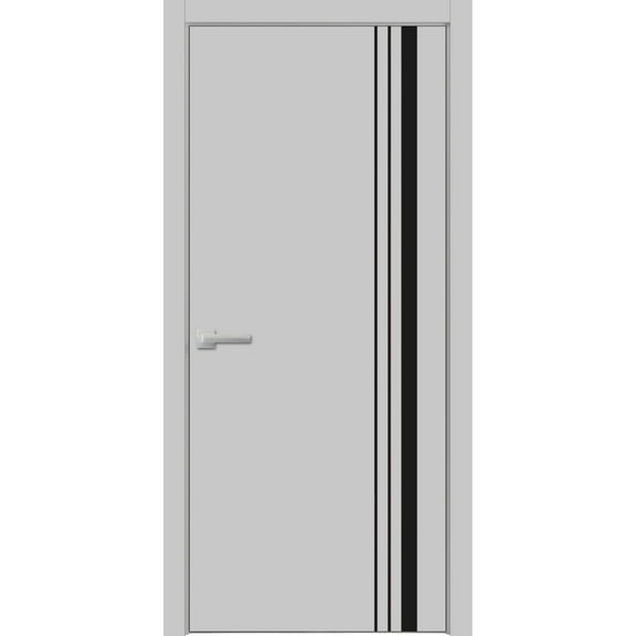 Solid French Door 18 x 80 inches | Planum 0011 Grey Matte with Frosted Glass | Single Regular Panel Frame Trims Handle | Bathroom Bedroom Sturdy Doors