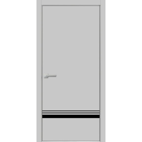 Solid French Door 18 x 80 inches | Planum 0012 Grey Matte with Frosted Glass | Single Regular Panel Frame Trims Handle | Bathroom Bedroom Sturdy Doors